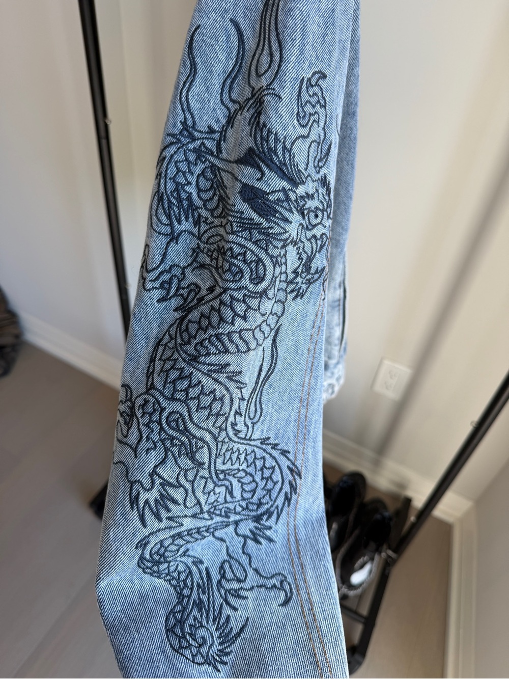 Ed Hardy Dragon Light Wash Denim Jacket - Light Blue - Picture 3 of 3